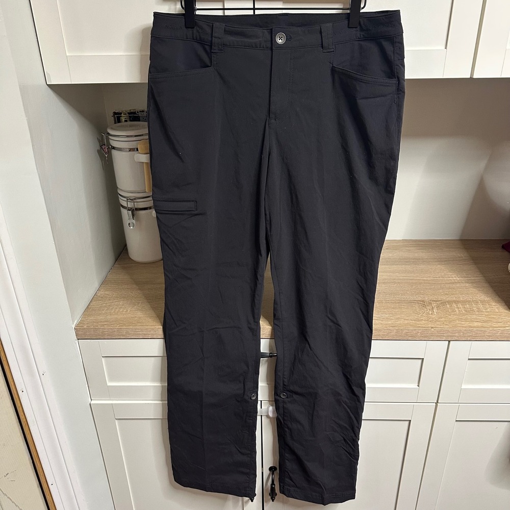 Eddie Bauer Women's Rainier Roll-Up Pants US 14 Black Hiking Outdoor Stretch